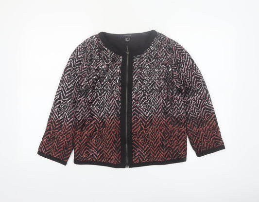 Atmosphere Womens Red Black Geometric Bomber Jacket Size 10