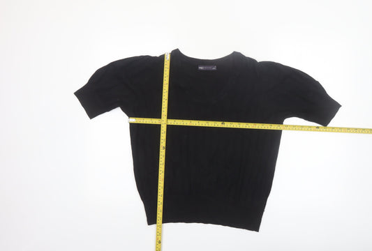 Marks and Spencer Women’s Black Size 16 Short Sleeve Knit Jumper