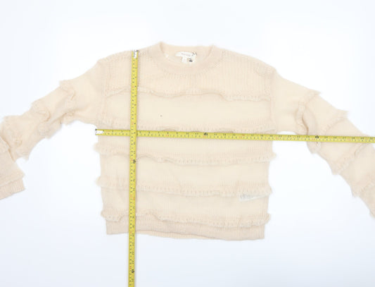 Marks and Spencer Per Una Women’s Beige Ruffle Knit Jumper XS