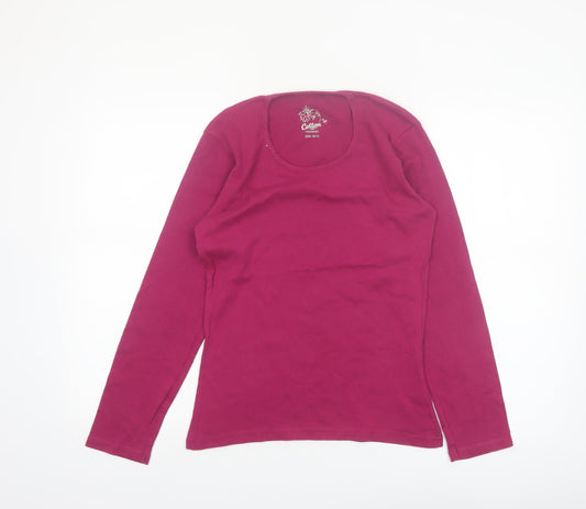Cotton Traders Women’s Dark Rose Long Sleeve Cotton T-Shirt Size 10/12