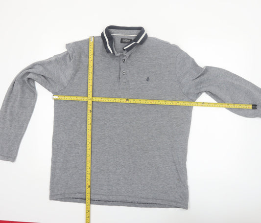 Burton Menswear London Grey Long Sleeve Polo Shirt Size L