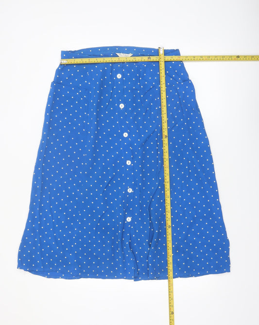 Miss Selfridge Women Blue Polka Dot A-Line Skirt Size 14