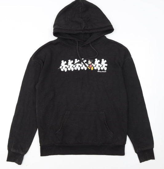 Front view of Disney Women Black 2XS Pullover Hoodie Mickey Mouse Graphic Cotton