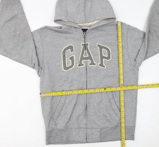 GAP Kids Boys Grey Full Zip Hoodie XL (12 Years) Fleece Lined Casual Sweatshirt