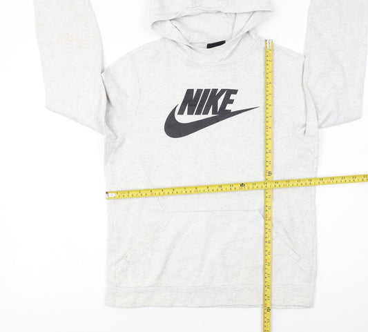 Nike Girls Grey Pullover Hoodie XL 13-15 Years Cotton Blend Logo Sweatshirt