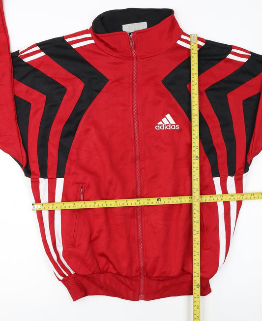 Adidas Men's Red Track Jacket S Retro Sports Full Zip Lightweight