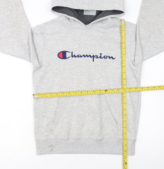 Champion Boys Grey Pullover Hoodie L Fleece Logo Sportswear