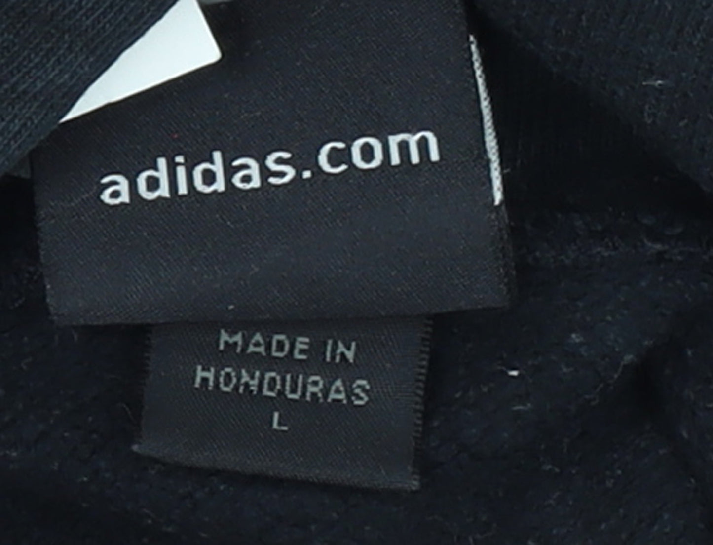 Brand and care label for Adidas Men’s Black Pullover Hoodie L WCU Field Hockey Fleece