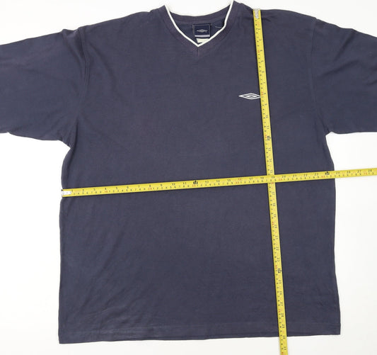 Umbro Men's Navy Blue 2XL V-Neck Short Sleeve Cotton T-Shirt