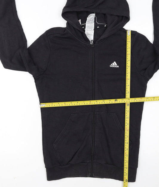 Adidas Girls Black Full Zip Hoodie 14-15 Years Sports Fleece Sweatshirt