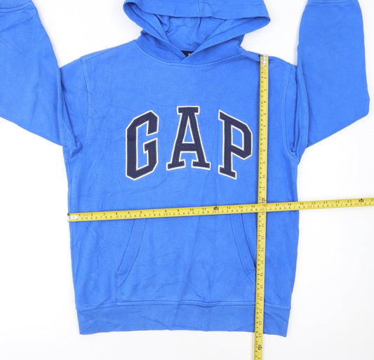 GAP Kids Boys Blue Pullover Hoodie 12 Years Fleece Logo Sweatshirt