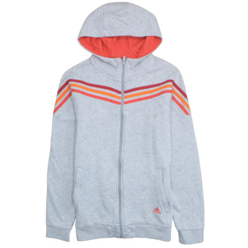 Additional front view of adidas boys’ grey full zip hoodie 15-16y sports fleece sweatshirt