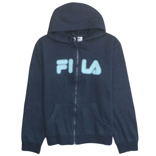 Additional front view of Fila women’s navy full zip hoodie medium cotton blend sweatshirt