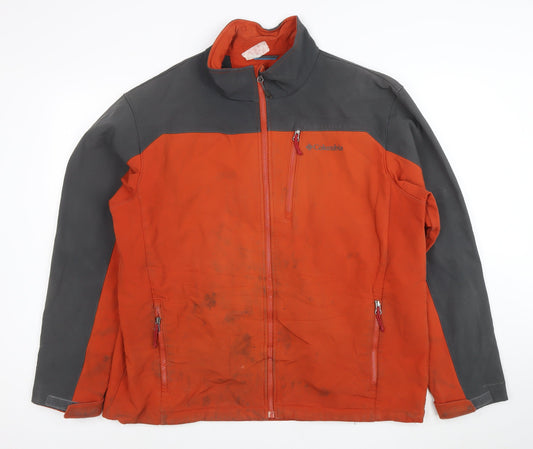 Columbia Mens Orange XL Soft Shell Outdoor Jacket Windproof