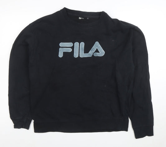Additional front view of Fila women’s black medium pullover sweatshirt cotton blend crew neck