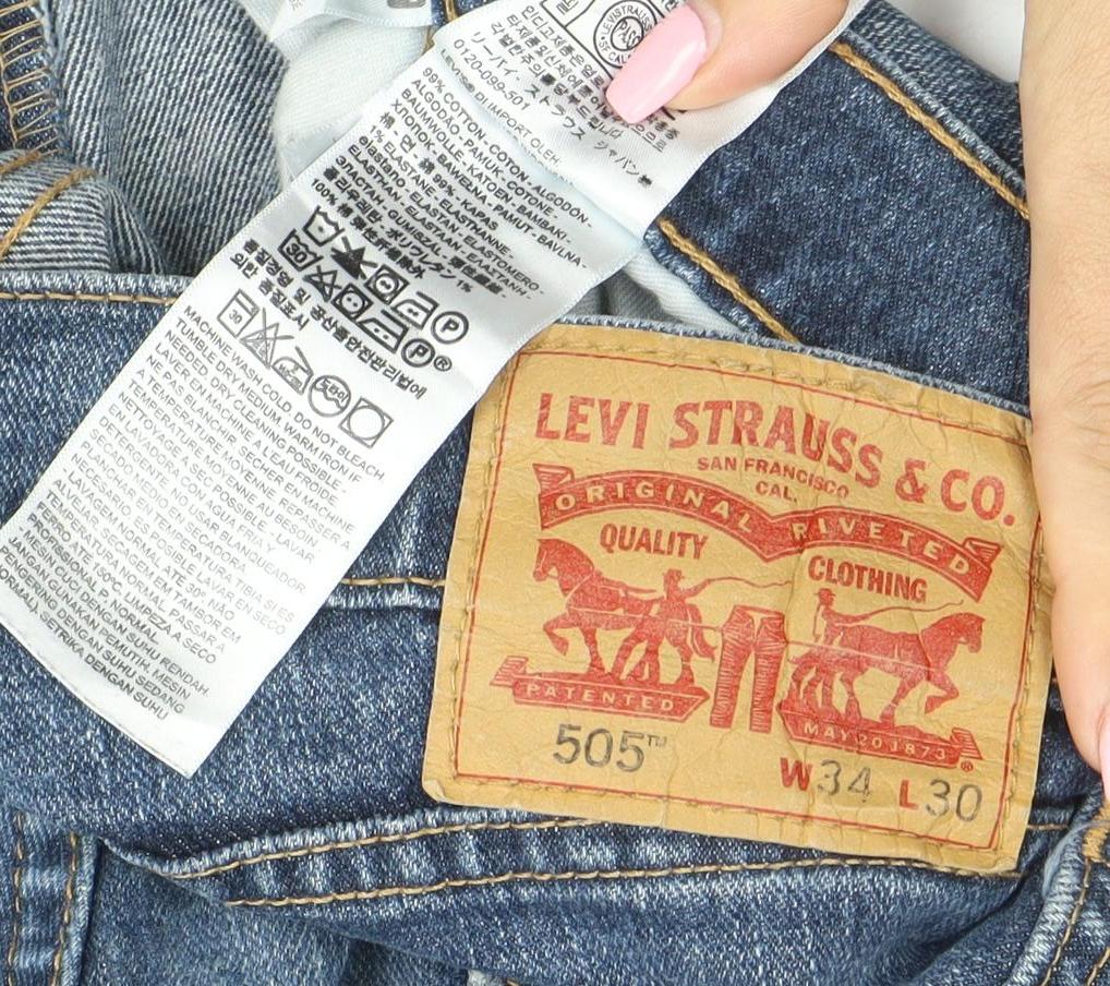 Levi's 505 Men's Blue Straight Denim Jeans 34W 30L Zip Fly