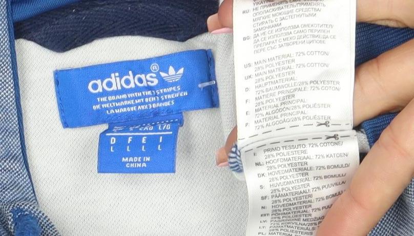 Adidas Men's Blue Full Zip Hoodie Size L Regular Fit Sportswear