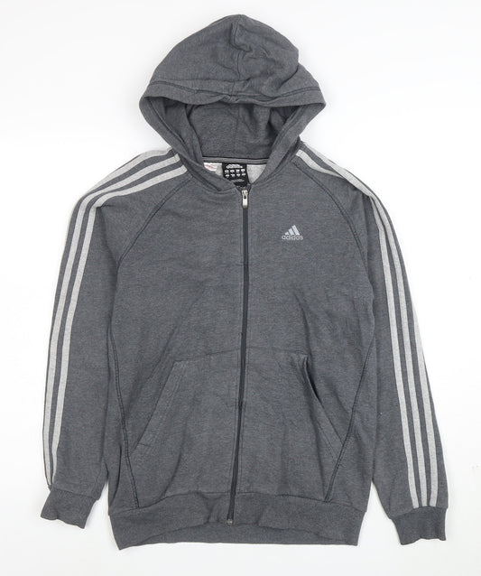 Additional front view of Adidas boys’ grey full zip hoodie 13-14 years performance essentials