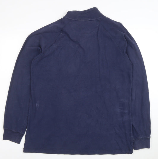 Chaps Men's Blue 1/2 Zip Striped Cotton Sweatshirt Size L