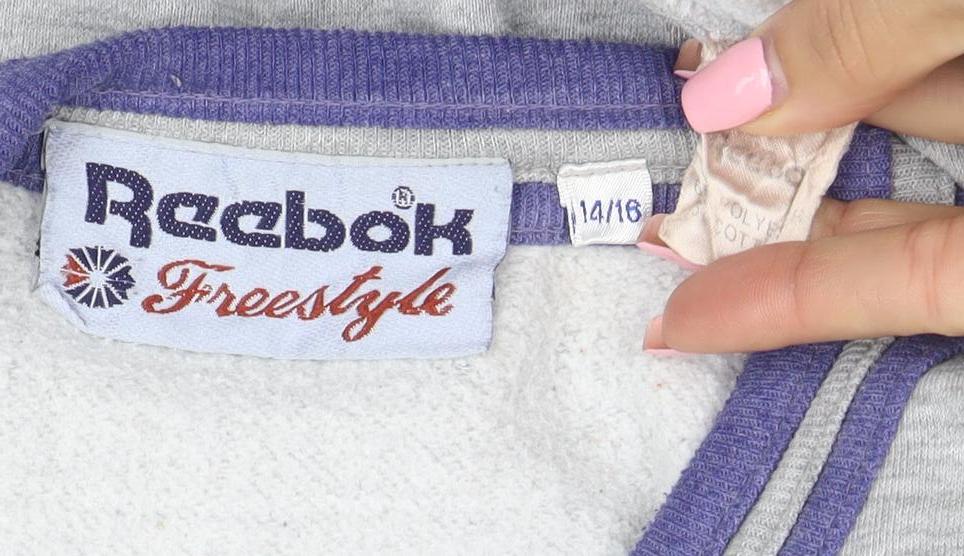 Reebok Freestyle Womens Grey Purple Trim Sweatshirt Size 14/16