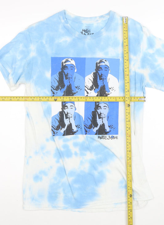Poetic Justice Men's Blue Tie-Dye Graphic T-Shirt Size S