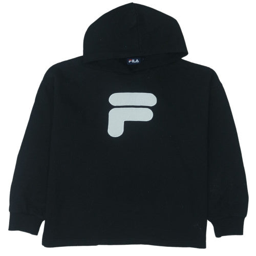 Additional front view of Fila women’s black pullover hoodie l logo fleece sweatshirt