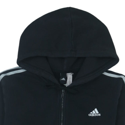 Adidas Womens Black Full Zip Hoodie Size XL - Casual Hooded Sweatshirt