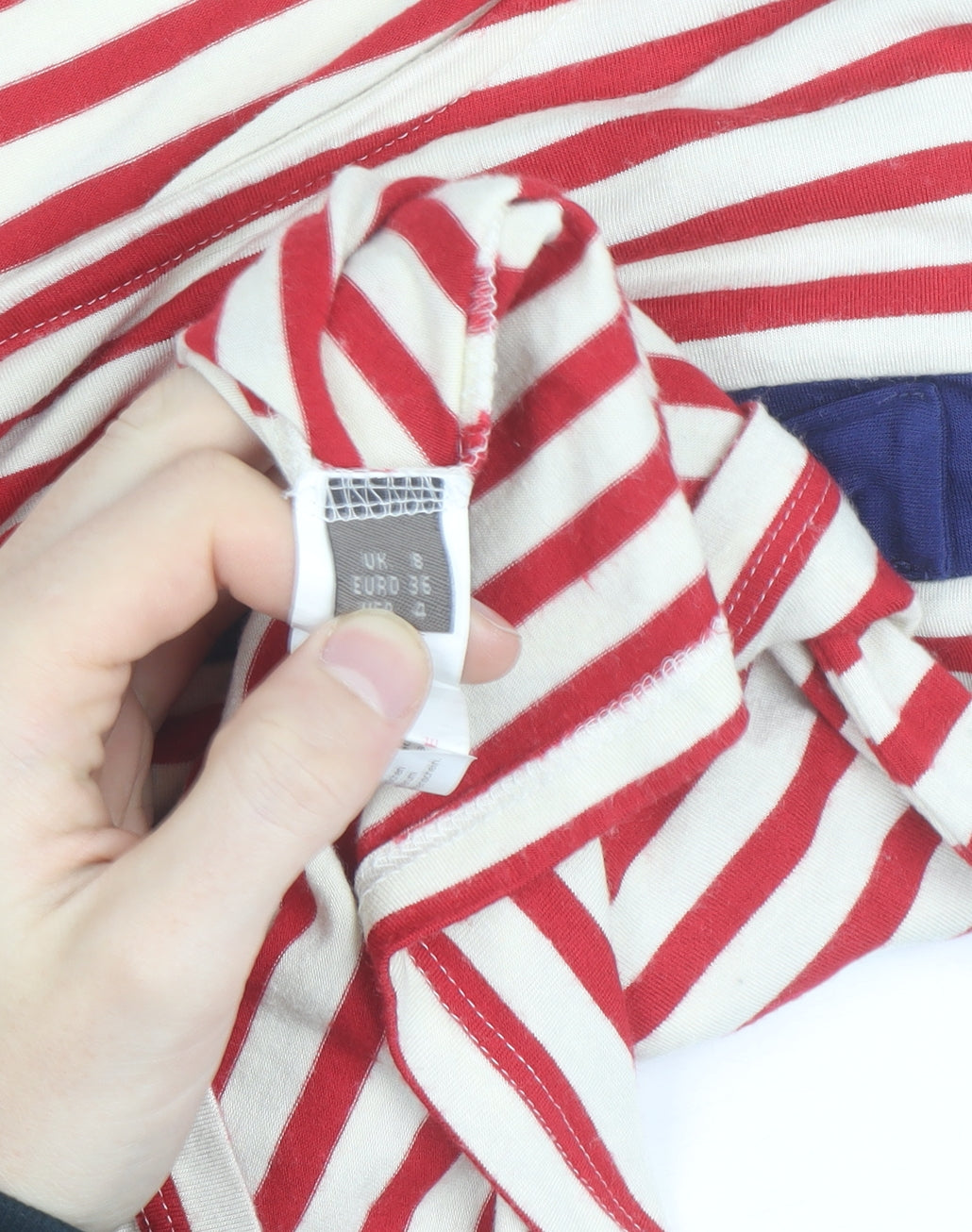 Fever Women's Red Striped Bow T-Shirt Size 8 Short Sleeve Cotton