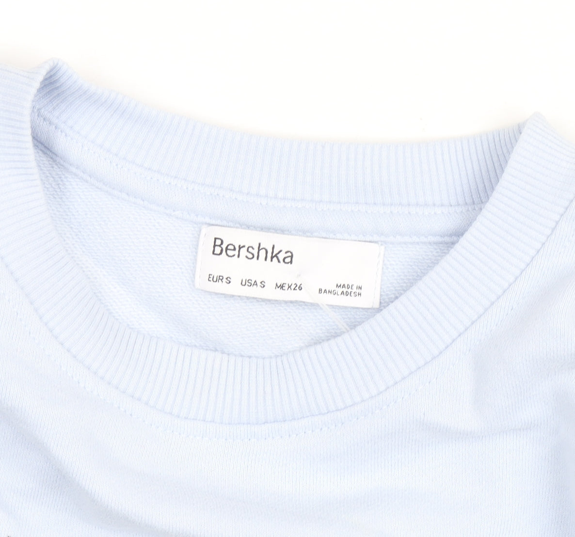 Bershka Womens Blue Cropped Pullover Sweatshirt Size S Graphic Angels