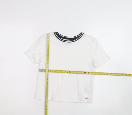 Hollister Women White Ringer T-Shirt Size S Classic Casual Top