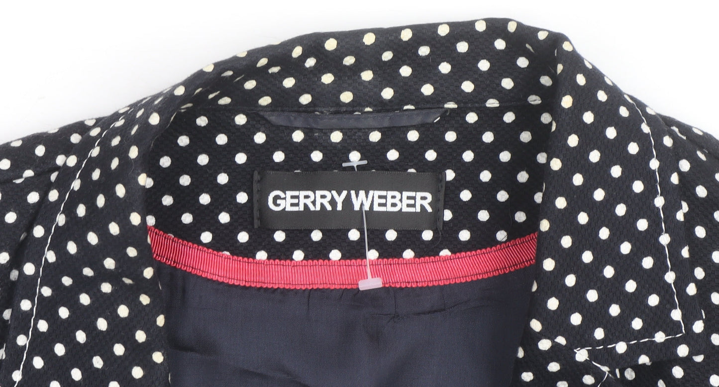 Gerry Weber Women Black Polka Dot Blazer Jacket Size 20 Regular Fit