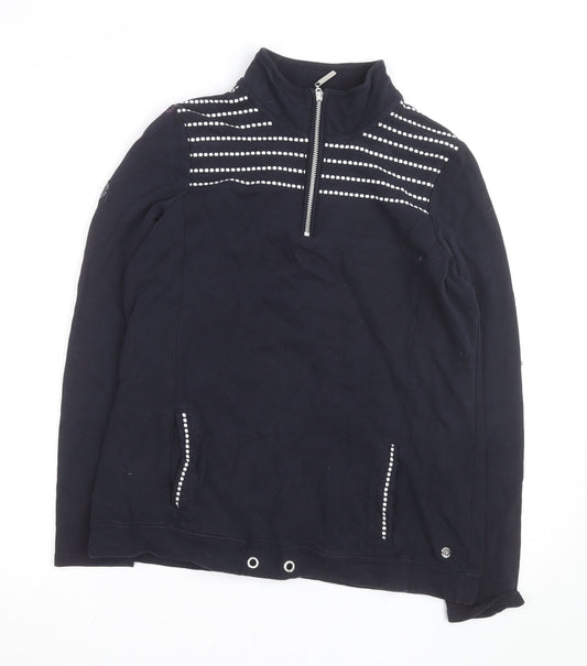 Maine New England Men's Blue Striped 1/2 Zip Cotton Casual Jacket L