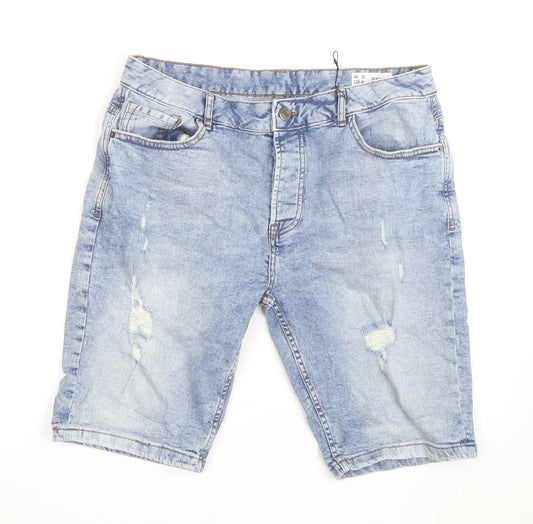 Denim Co. Women Blue Slim Fit Light Wash Denim Shorts Size 34