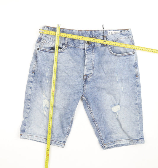 Denim Co. Women Blue Slim Fit Light Wash Denim Shorts Size 34