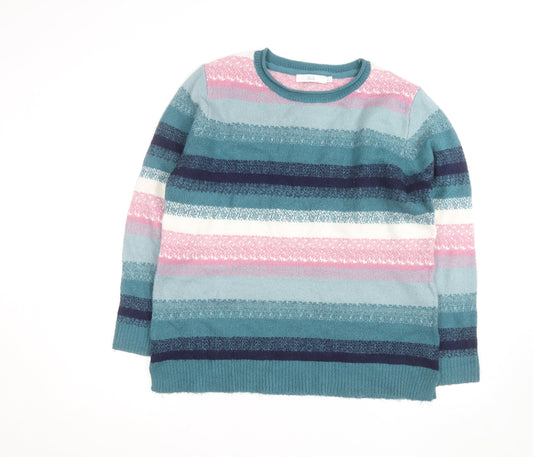 Isle Womens Multicoloured Striped Crew Neck Jumper Size 14