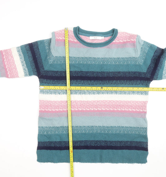 Isle Womens Multicoloured Striped Crew Neck Jumper Size 14