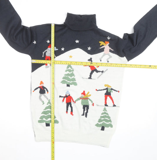 Next Women Multicoloured Roll Neck Christmas Jumper Size 8