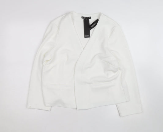 Additional front view of Dunnes White Long Sleeve Open Cardigan Sweatshirt, size 16