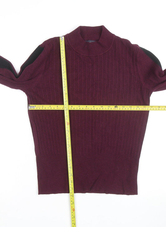Marks and Spencer Womens Purple Mock Neck Ribbed Pullover Jumper Size 12