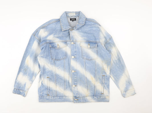 boohooMAN Men's Blue Denim Basic Jacket Size S Regular Fit