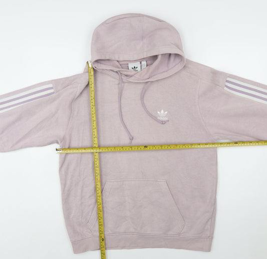 Adidas Womens Mauve Hoodie M Pullover Cotton Blend Hooded Sweatshirt
