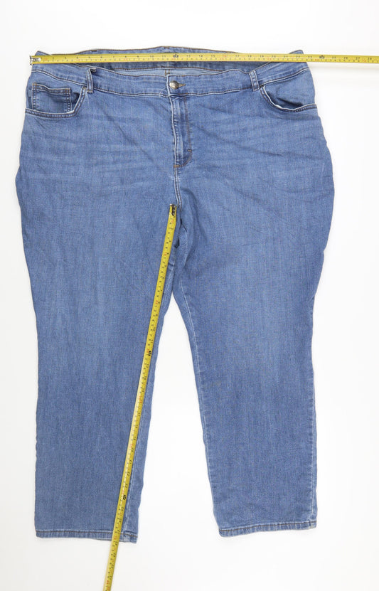 Lee Womens Blue Plus Petite Relaxed Straight Leg Mid Rise Jeans 26W