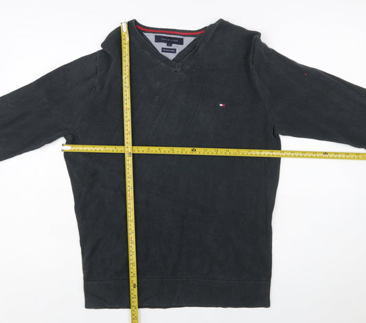 Tommy Hilfiger Men's Black V-Neck Cotton Jumper Size S