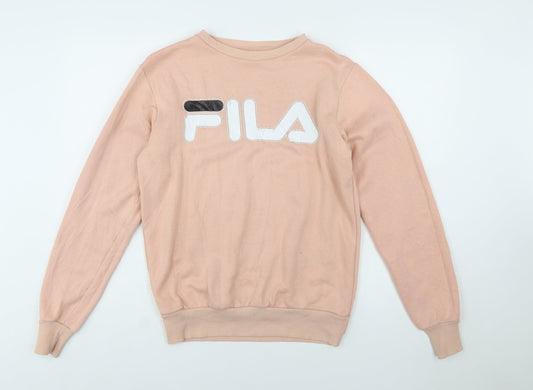 Additional front view of Fila Women's Beige Pullover Sweatshirt Small Logo Crew Neck Casual