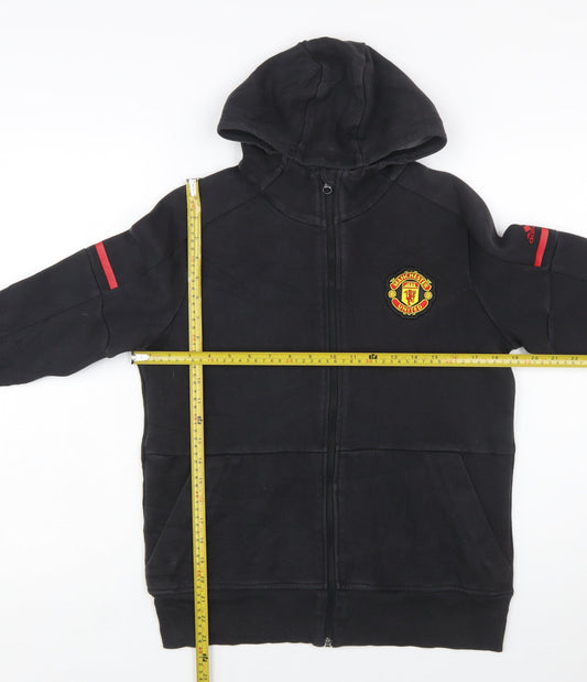 Adidas Boys Black Full Zip Hoodie 13-14 Years Manchester United Badge