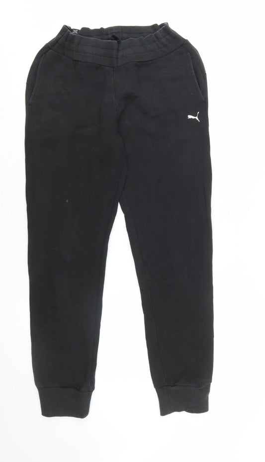 Puma Womens Black Jogger Sweatpants Size 8 Regular Fit Fleece