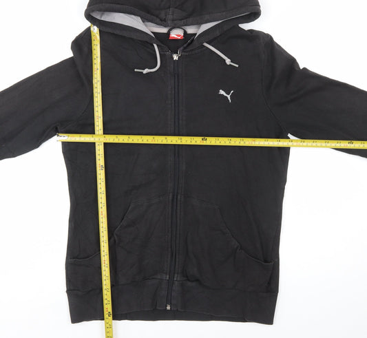 Puma Women Black Full Zip Hoodie UK 14 Cotton Blend Casual