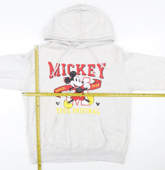 Disney Women’s Grey Mickey Mouse Hoodie Size S Pullover Sweatshirt
