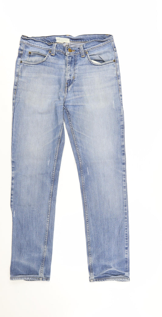 Lee Men's Blue 33x34 Straight Leg Denim Jeans Bruce Regular Fit