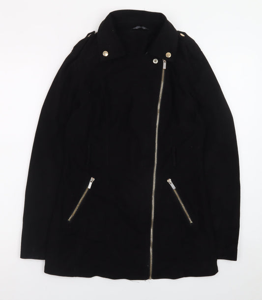 Select Womens Black Suede Biker Jacket Size 8 Mid-Length